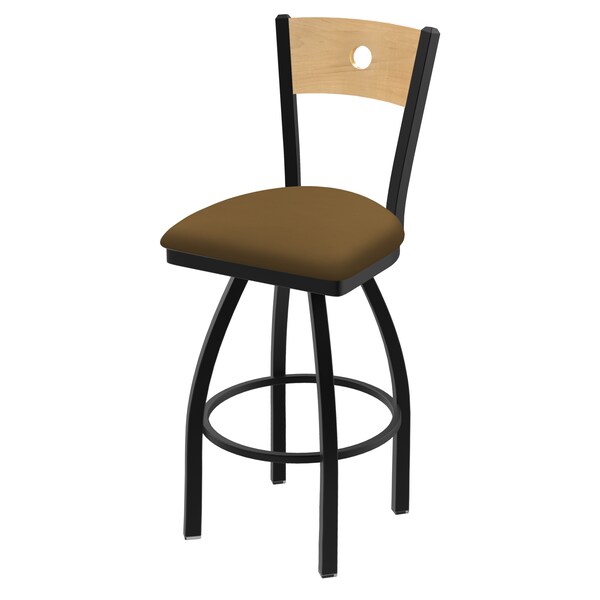 25" Swivel Counter Stool, Black Wrinkle, Nat Back, Canter Saddle Seat